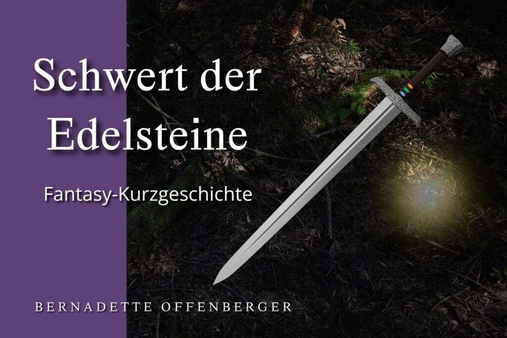 Titelbild einer Fantasy-Kurzgeschichte mit Schwert und Lichteffekt