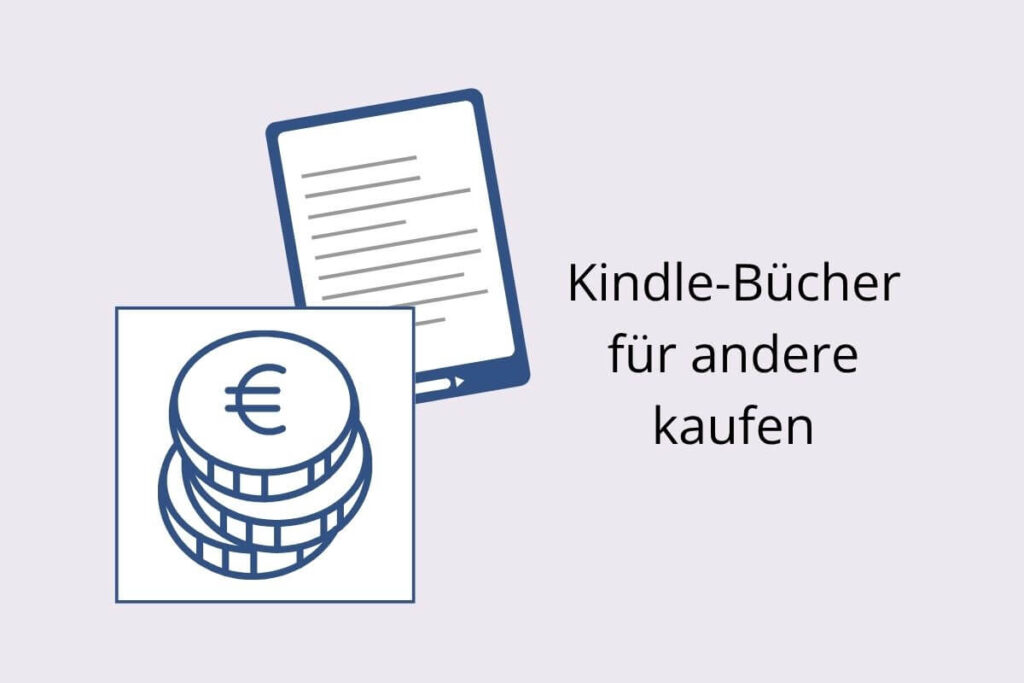 DAs Bild eines Kindle-Readers und Münzen als Symbol für Kindle-Bücher verschenken.