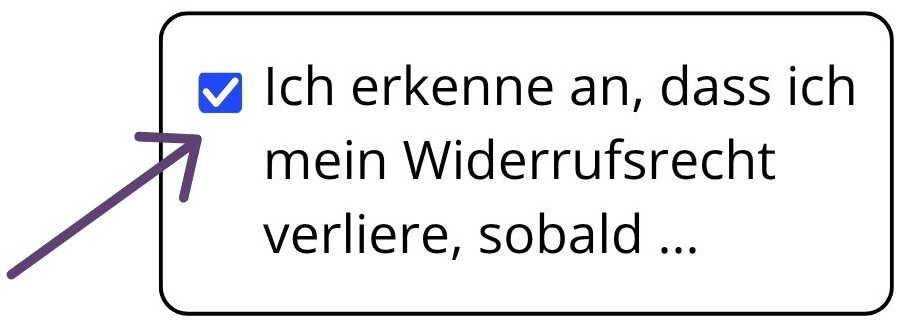 Beispiel für ein Bestätigungs-Häkchen auf Amazon.